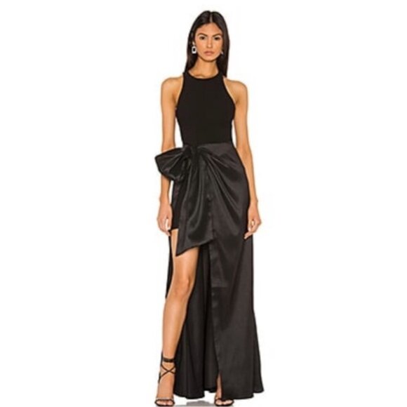 NWT Likely Mena Gown Size 6 Black Sleeveless Front Bow Back Zip Maxi Dress - Picture 5 of 10